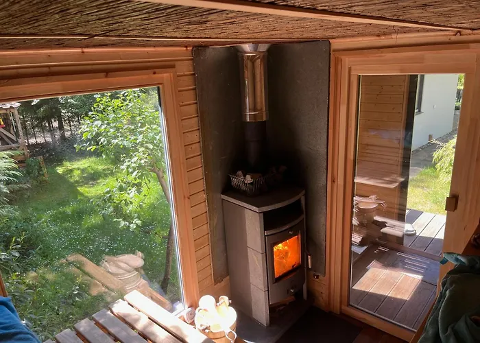 別荘 Luxus Summer Breeze Luebbesee Sauna Bootssteg Templin